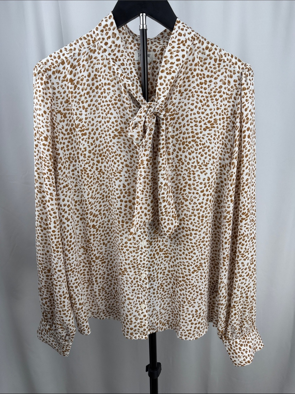J.Crew Leopard Print Tie-Neck Blouse Size Large